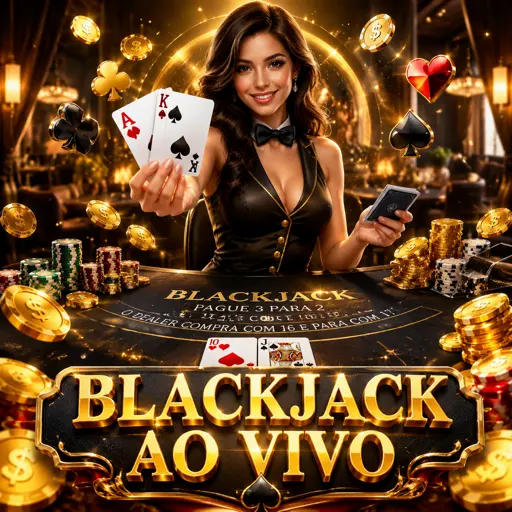 Mesa de blackjack ao vivo com cartas distribuídas pelo crupiê